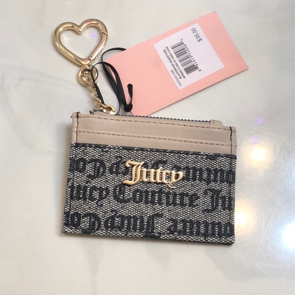 Juicy Couture Black Beige Sandstone Spring Fling ID Card Case NWT - Picture 2 of 16
